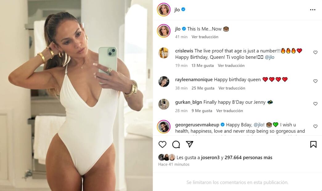 La foto con la que Jennifer Lopez celebra sus 55 años / Foto: Instagram
