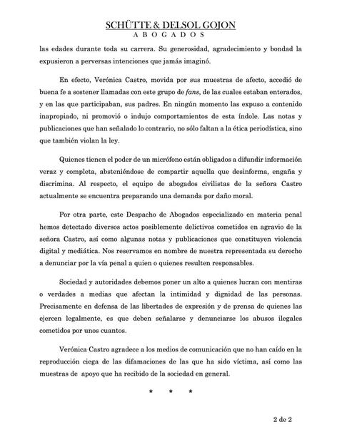Verónica Castro inicia acciones legales por violencia digital y daño moral