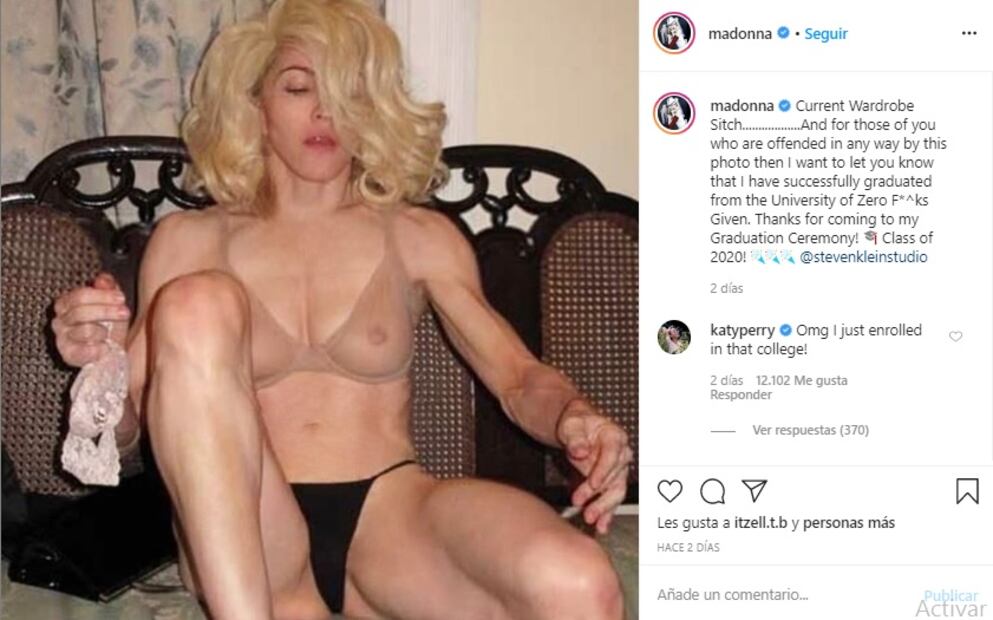 Madonna, a sus 61 años, posa en topless y vence las reglas de Instagram 