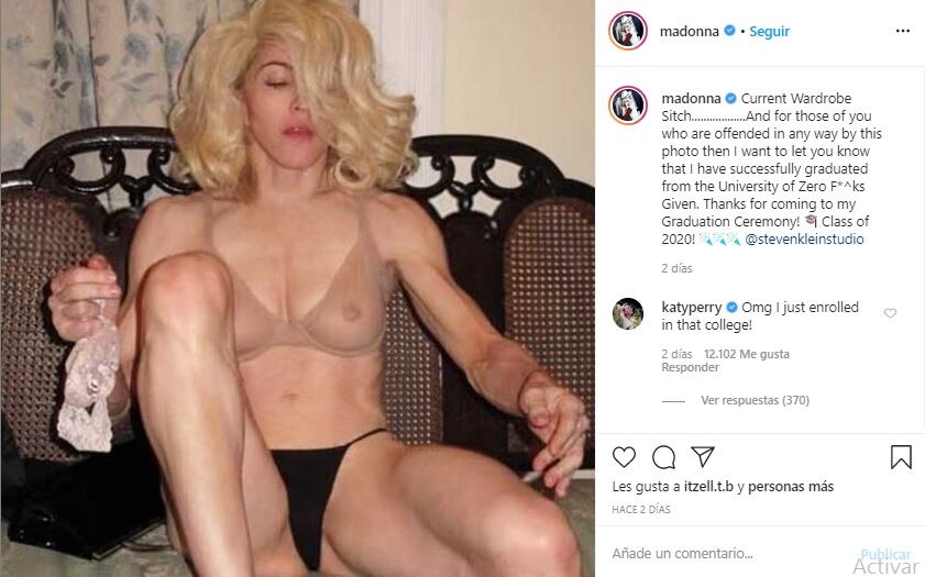 Madonna, a sus 61 años, posa en topless y vence las reglas de Instagram 