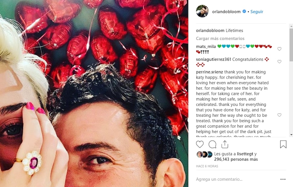 Con tremendo anillo de compromiso, Katy Perry se compromete con Orlando Bloom 