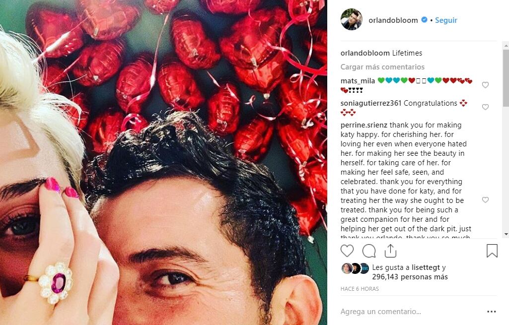 Con tremendo anillo de compromiso, Katy Perry se compromete con Orlando Bloom 