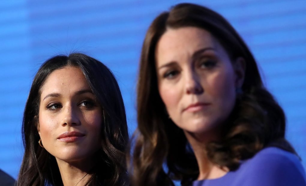 Meghan Markle junto a Katen Middleton/ Foto: AFP