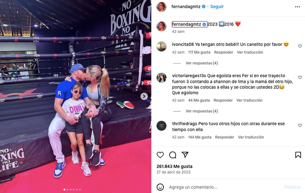 Saúl Álvarez y Fernanda Gómez/Instagram.
