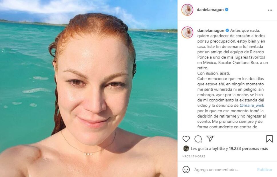 Daniela Magún revela que estuvo en Bacalar con Ricardo Ponce y se retira tras denuncias de Maire Wink