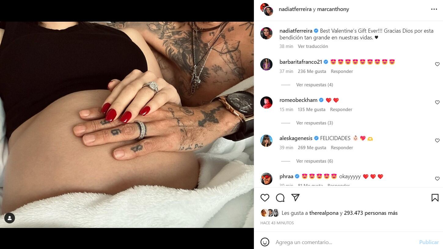Marc Anthony será papá otra vez, Nadia Ferreira anuncia embarazo  