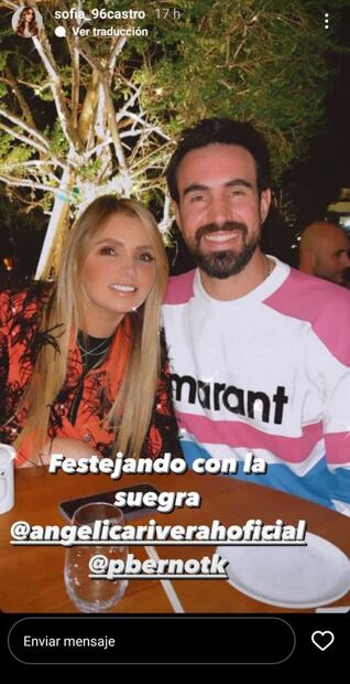 Angélica Rivera, guapísima, celebra a Pablo Bernot, novio de su hija Sofía
