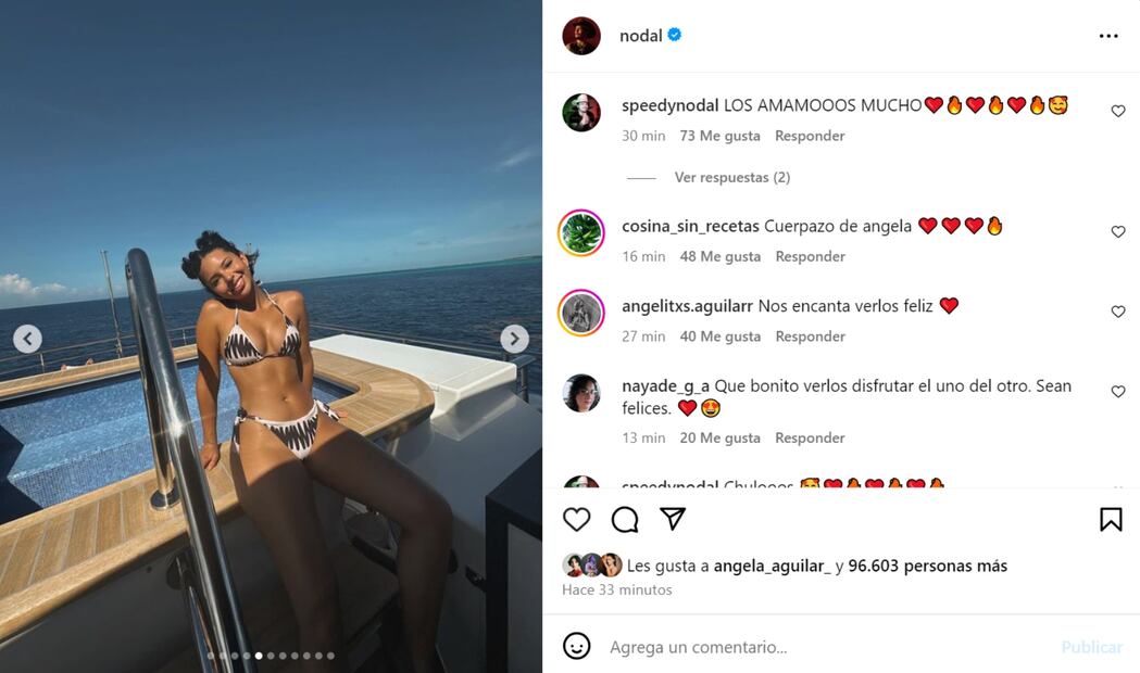 La foto que Christian Nodal compartió de Ángela Aguilar en sus vacaciones de verano / Foto: Instagram