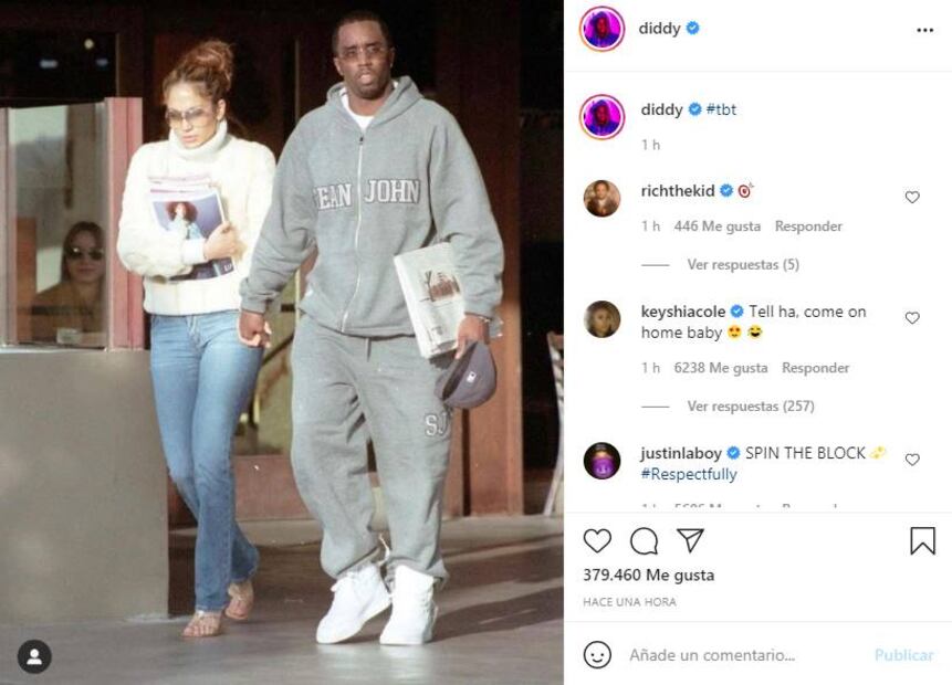 ¡Sale otro ex! P.Diddy publica romántica foto con Jennifer Lopez 