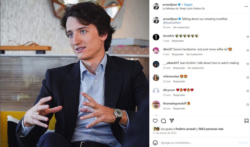 Jean Arnault, sobre las novedades de Louis Vuitton / Instagram: @arnaultjean