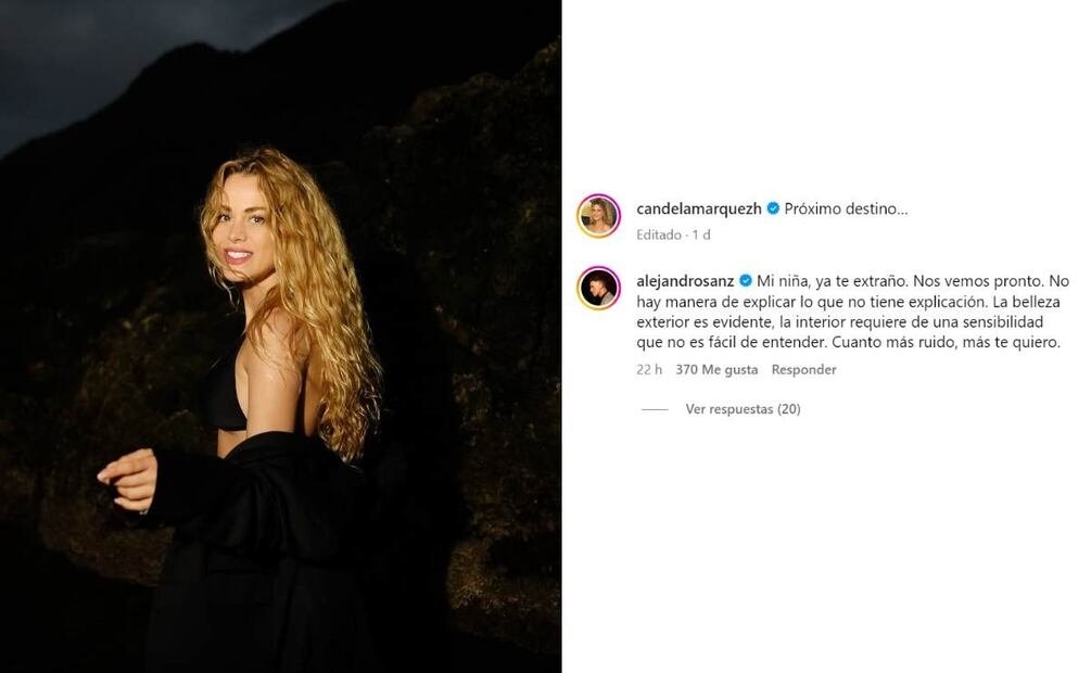 El tierno comentario de Alejandro Sanz a Candela Márquez / Foto: Instagram