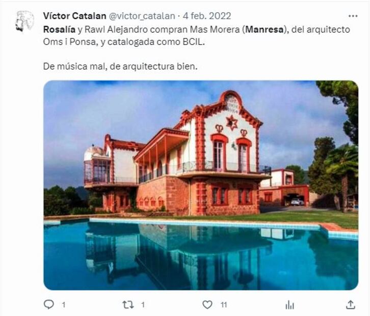 La casa que Rosalía y Rauw Alejandro compraron en España / Twitter