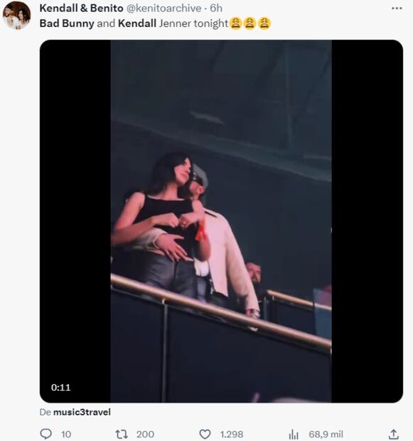 Kendall Jenner y Bad Bunny en el concierto de Drake en Inglewood, California / Twitter