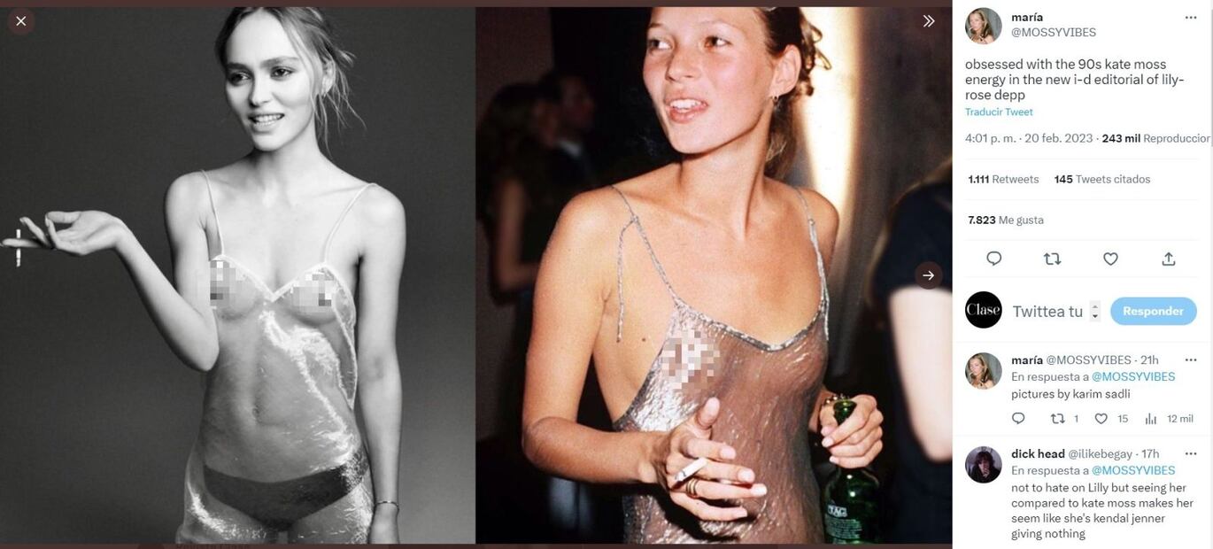 Lily Rose Depp luce el mismo 'naked dress' de Kate Moss, ex de Johnny Depp