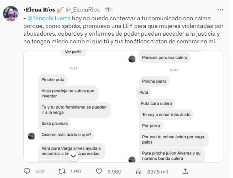 Los tweets de la saxofonista María Elena Ríos / Twitter