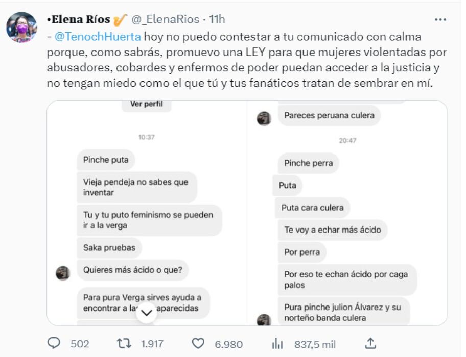 Los tweets de la saxofonista María Elena Ríos / Twitter