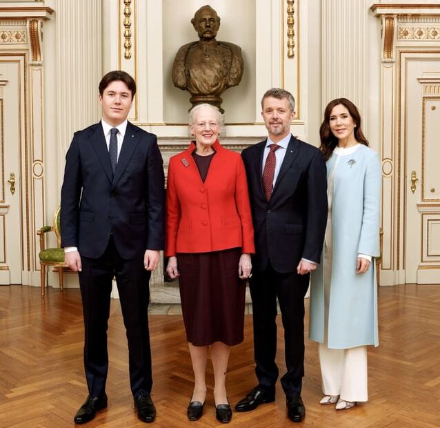 El príncipe Christian, la reina Margarita, Federico y Mary de Dinamarca / Foto:  Keld Navntoft - Página web Kongehuset