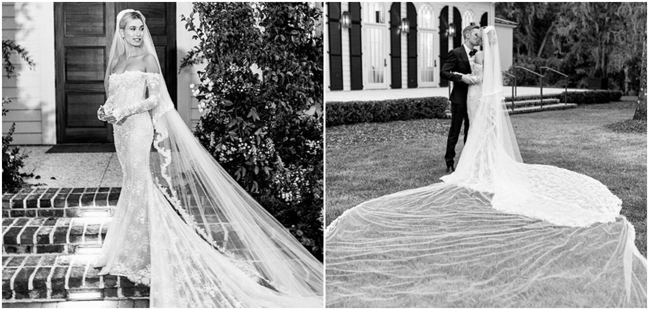 VIDEO: Hailey Baldwin y su espectacular vestido de novia de Virgil Abloh