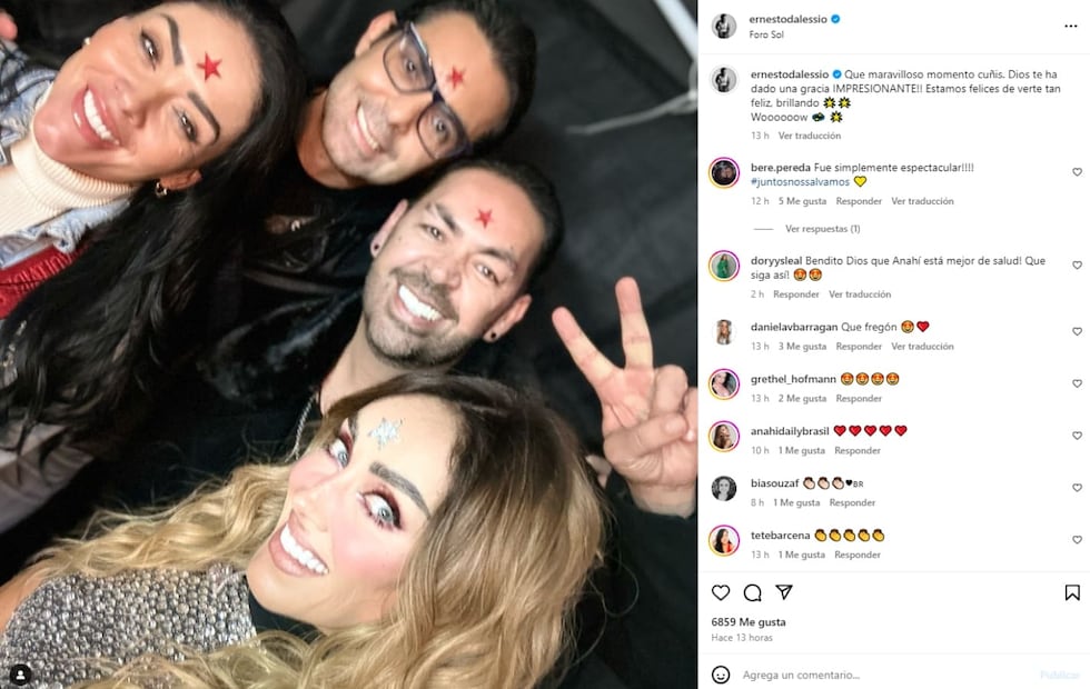 Ernesto D'Alessio, su hermano Jorge, su cuñada Marichelo Puente y Anahí / Instagram