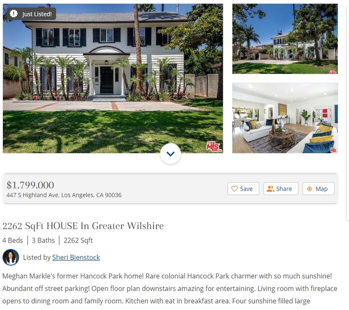 En venta la casa que Meghan Markle habitó en Los Ángeles en 1.8 millones de dólares