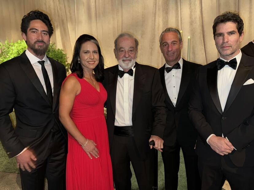 Tulsi Gabbard, Carlos Slim Helú, Carlos Slim Domit y Eduardo Verástegui / Foto: X