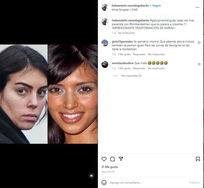 Ex de Cristiano Ronaldo compara a Georgina con Kim Kardashian