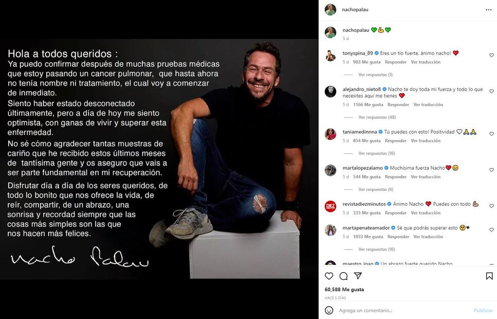 Nacho Palau, ex pareja de Miguel Bosé, recibe su tercera quimioterapia; su salud es muy delicada