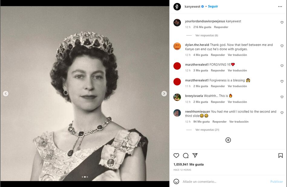 Kanye West se muestra reflexivo ante muerte de la reina Isabel II "Suelto todos los rencores" 