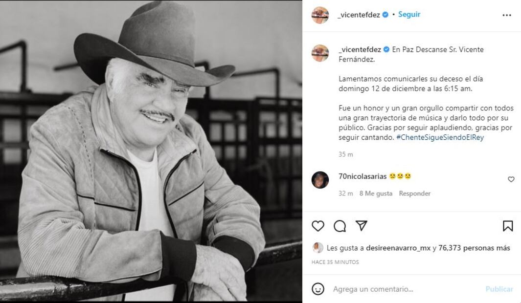 El último consejo de Vicente Fernández: "Hay que brincar las trancas para buscar el éxito"