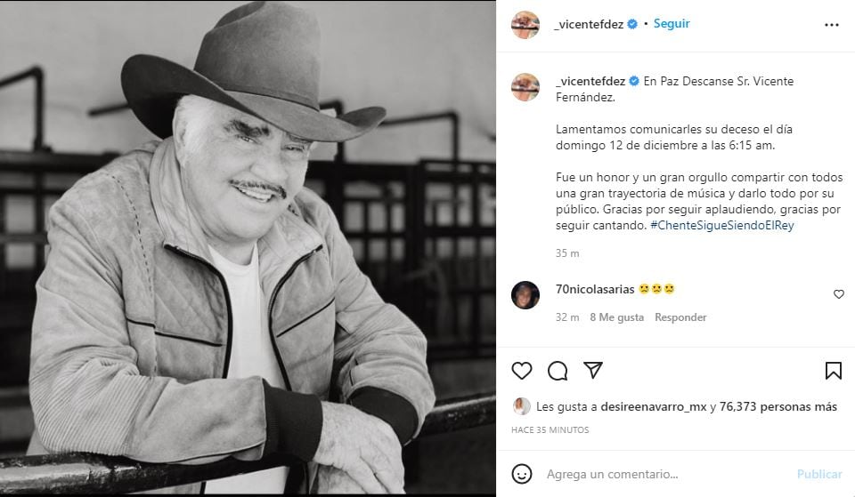 El último consejo de Vicente Fernández: "Hay que brincar las trancas para buscar el éxito"