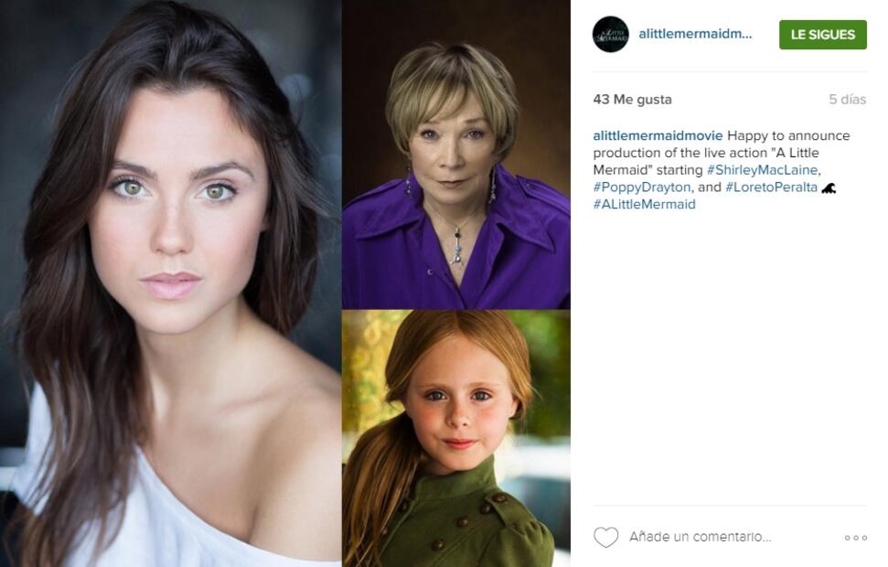Loreto Peralta debutará en Hollywood con Shirley MacLaine