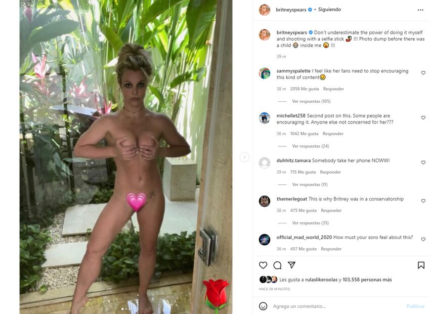 Britney Spears angustia a sus fans tras publicar más de 6 fotos en las que aparece desnuda