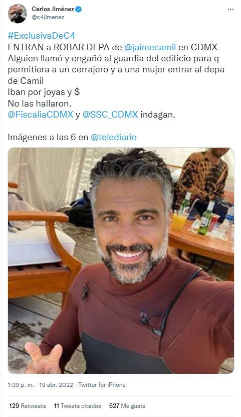 Jaime Camil sufre robo a casa habitación igual que Silvia Pinal