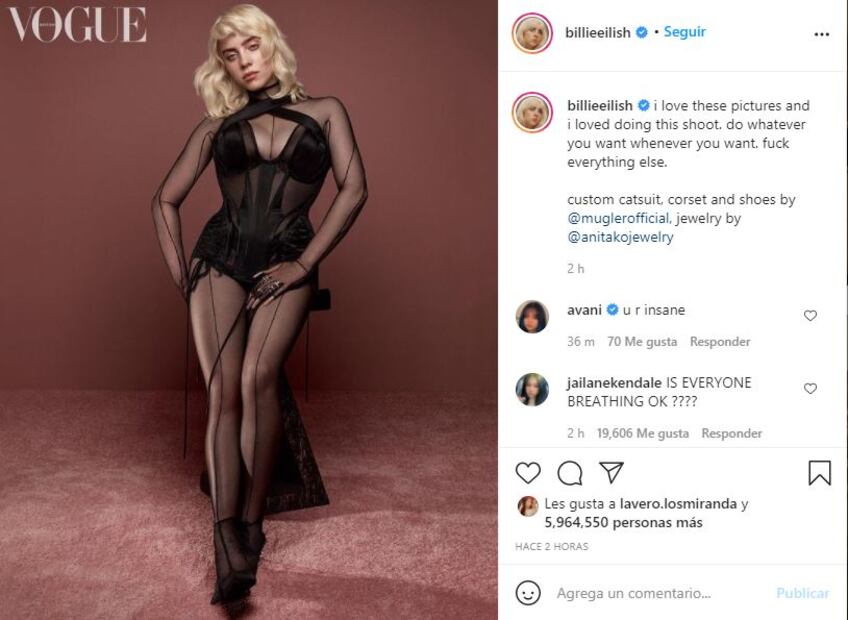 Billie Eilish y su sorpresivo cambio: posa en sexy corsé para Vogue