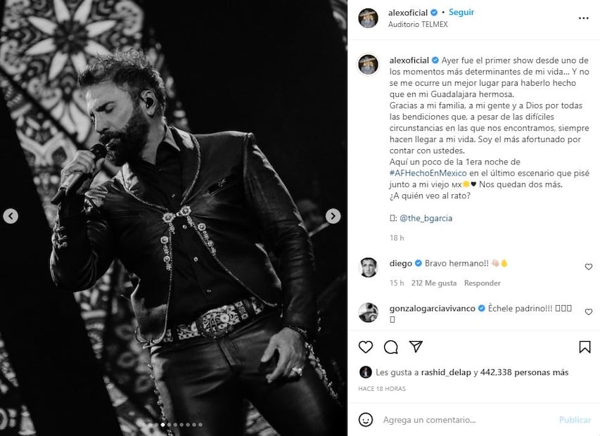Alejandro Fernández da su primer concierto tras la muerte de su papá