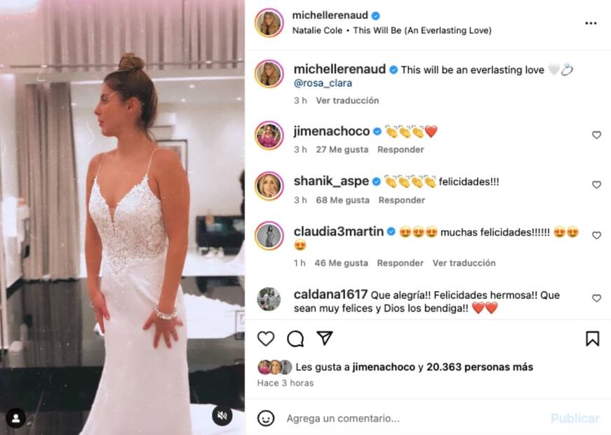 Michelle Renaud luce vestidos de novia / Instagram