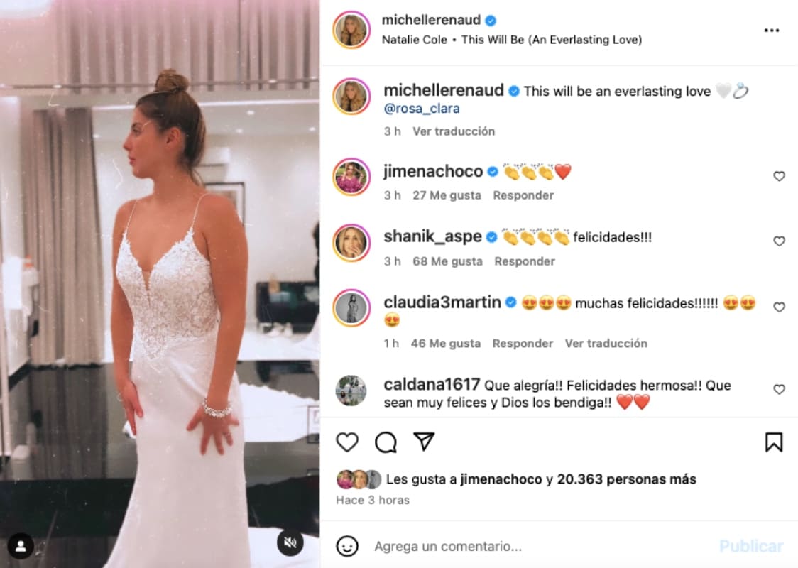 Michelle Renaud luce vestidos de novia / Instagram