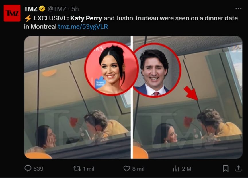 La cita de Justin Trudeau y Katy Perry / Foto: Especial
