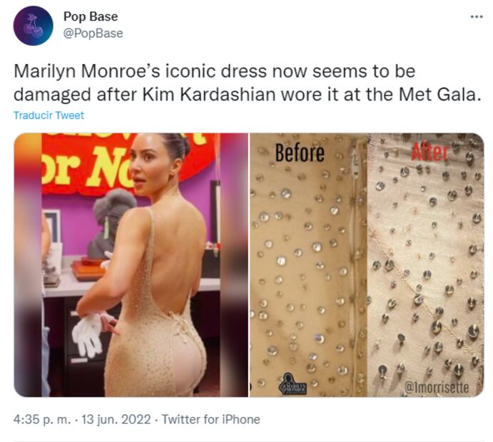 ¿Kim Kardashian arruinó el vestido de Marilyn Monroe? Al parecer, no