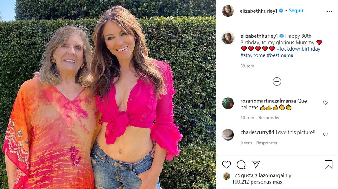 Mamá de Elizabeth Hurley, la autora de sus sensuales fotos topless
