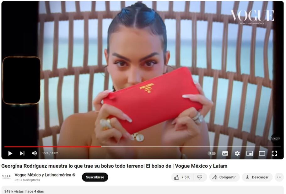 Georgina Rodríguez muestra su cartera en entrevista con "Vogue" / Captura de pantalla