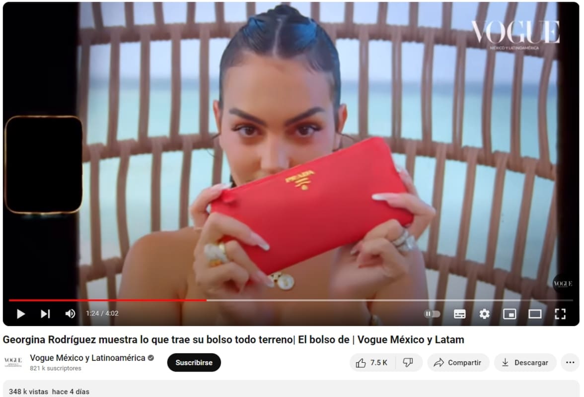 Georgina Rodríguez muestra su cartera en entrevista con "Vogue" / Captura de pantalla