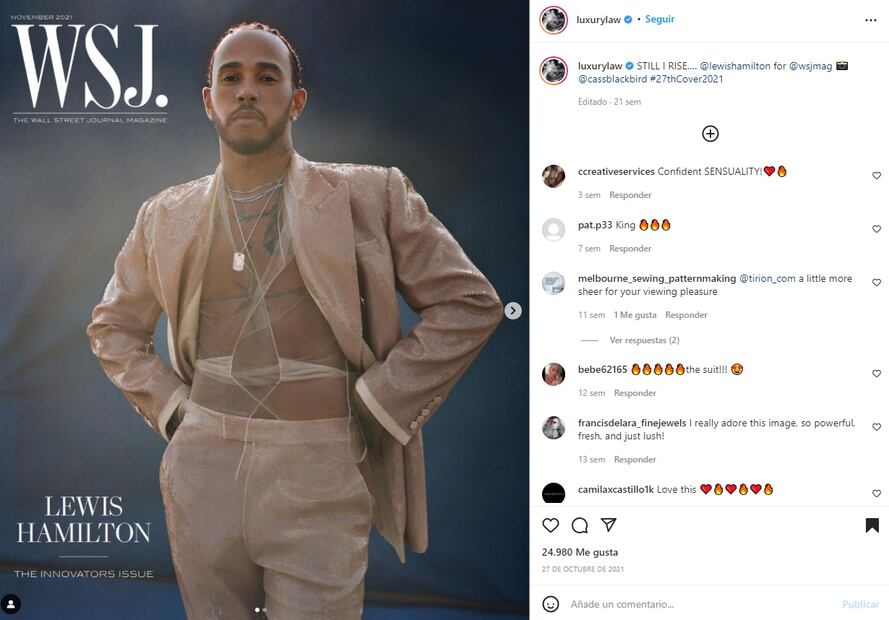 Lewis Hamilton y su influencia en los pilotos de la Fórmula 1 para estar a la moda