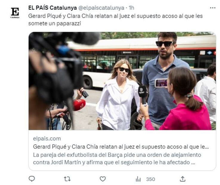 Clara Chía y Gerard Piqué llegan al juzgado / Screenshot Twitter