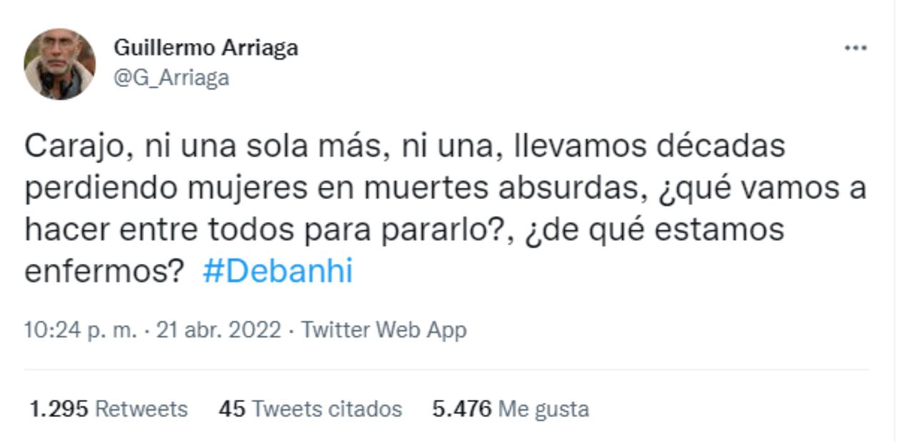 Natalia Esperón, Guillermo Arriaga y más se suman al duelo por Debanhi Escobar
