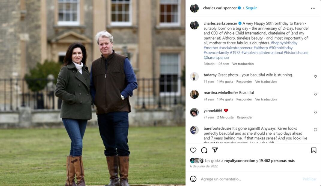Charles Spencer y Karen Gordon / Instagram