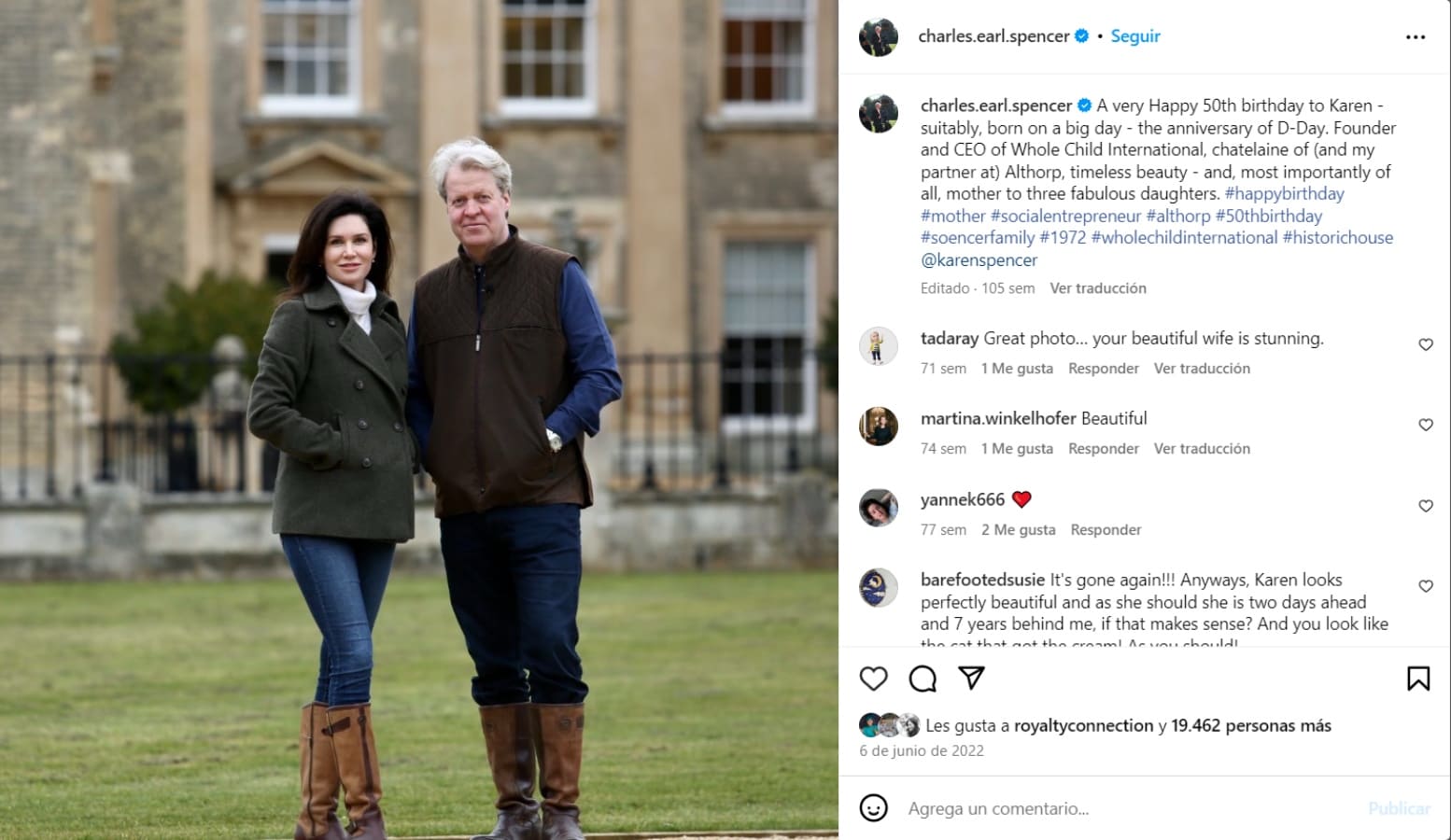 Charles Spencer y Karen Gordon / Instagram