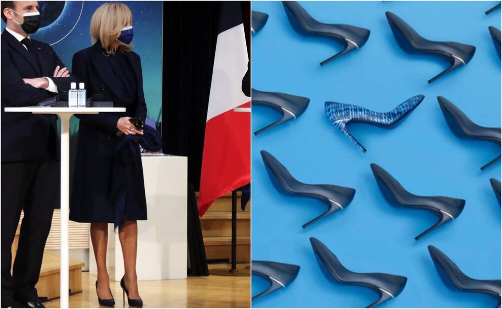 Brigitte Macron impacta con look monocromático y 'killer heels' de Louis Vuitton