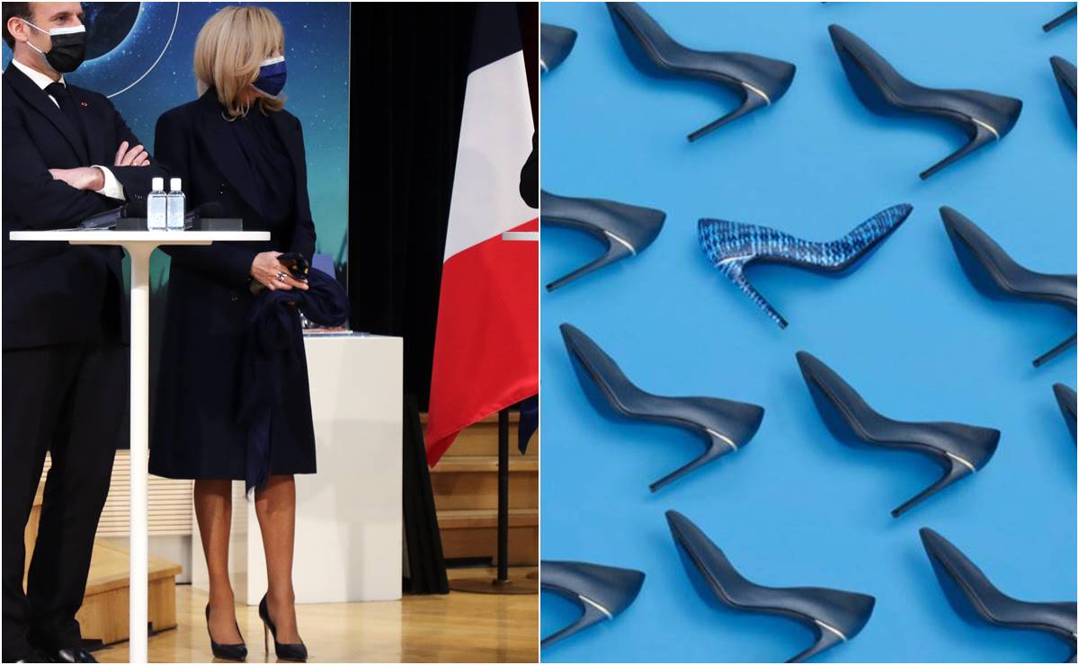 Brigitte Macron impacta con look monocromático y 'killer heels' de Louis Vuitton