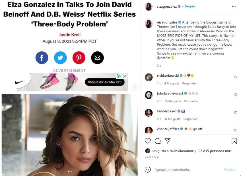 Eiza González actuará en serie de los creadores de “Game of Thrones”